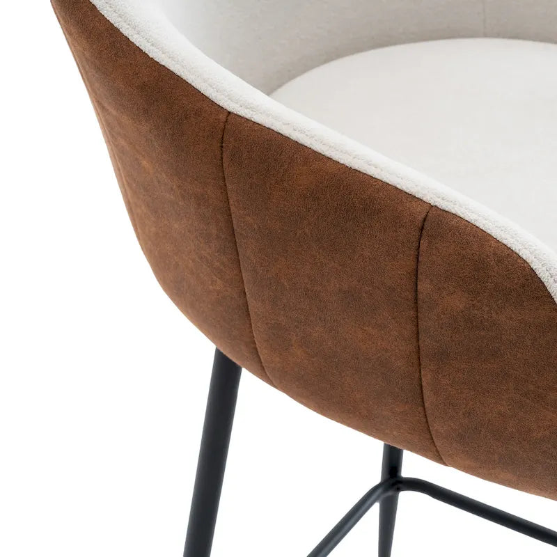 Tabourets de bar de 67,3 cm (lot de 2), chaises de bar rembourrées beiges et marron avec pieds en métal
