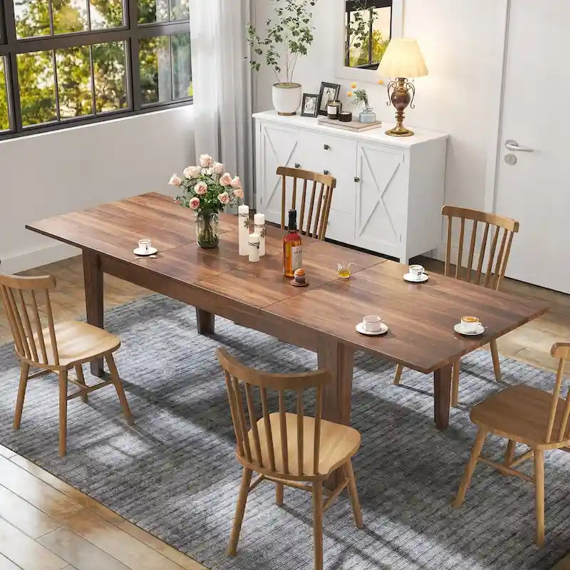 Table à manger extensible, aspect bois, 2 à 6 places