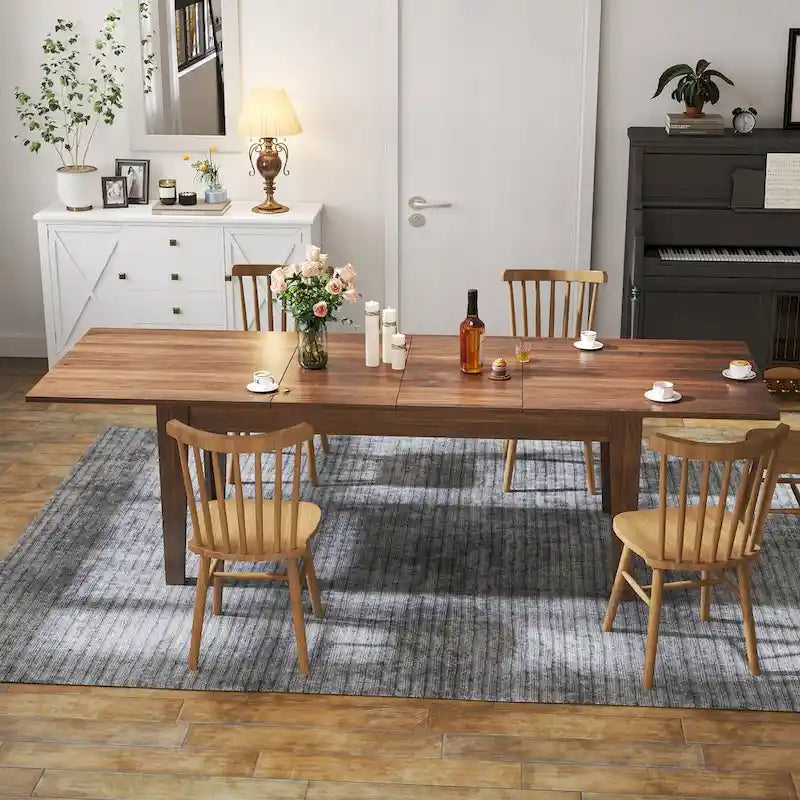 Table à manger extensible, aspect bois, 2 à 6 places