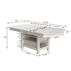Table à manger extensible grise, 6 à 8 places, plateau aspect planches rustiques