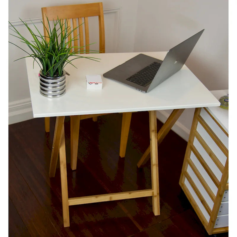 Bureau pliant en bambou Caramel / Blanc / Noir / Espresso – Une personne
