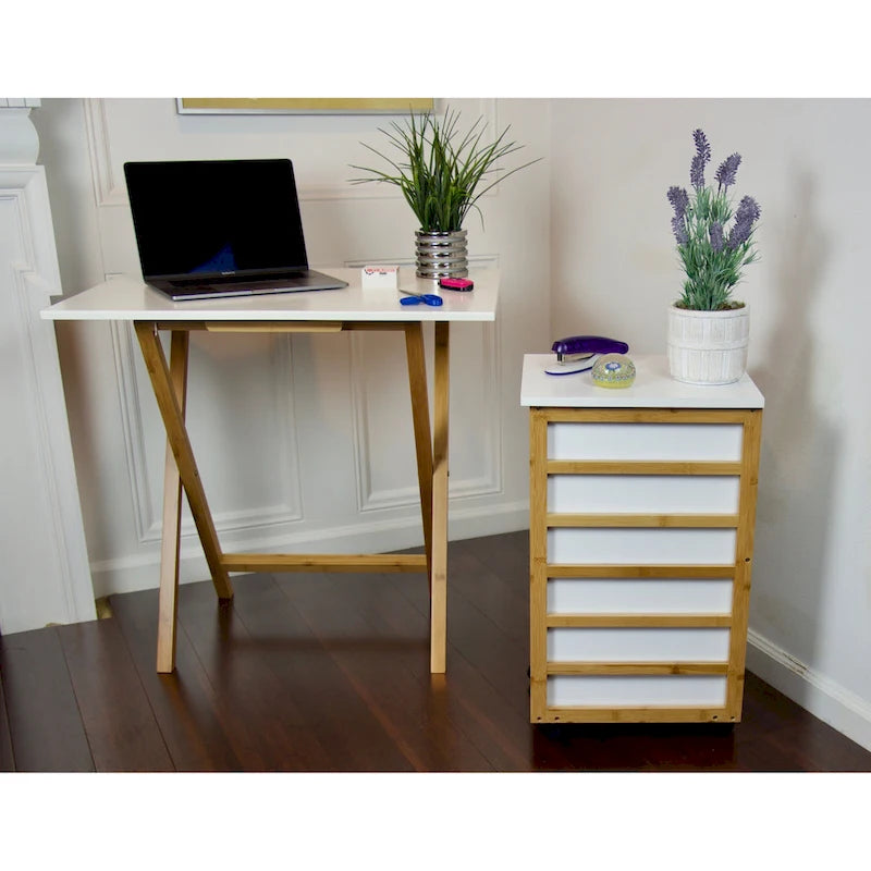 Bureau pliant en bambou Caramel / Blanc / Noir / Espresso – Une personne