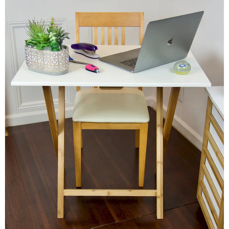 Bureau pliant en bambou Caramel / Blanc / Noir / Espresso – Une personne