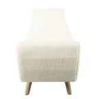 Banc de rangement ottoman avec accoudoirs, Sherpa crème / Pieds marron naturel, 1 place — 152 cm
