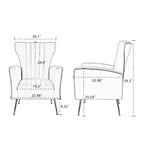 Fauteuil d'appoint dossier haut en velours blanc avec pieds dorés, assise individuelle
