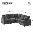 Canapé d'angle modulaire en chenille noir et gris, 5 places