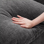 Canapé d'angle modulaire en chenille noir et gris, 5 places
