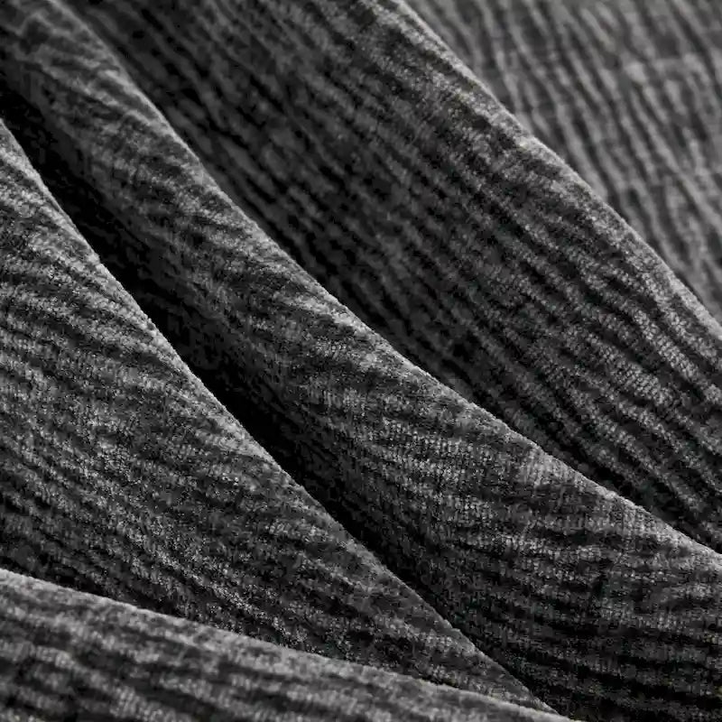 Canapé d'angle modulaire en chenille noir et gris, 5 places