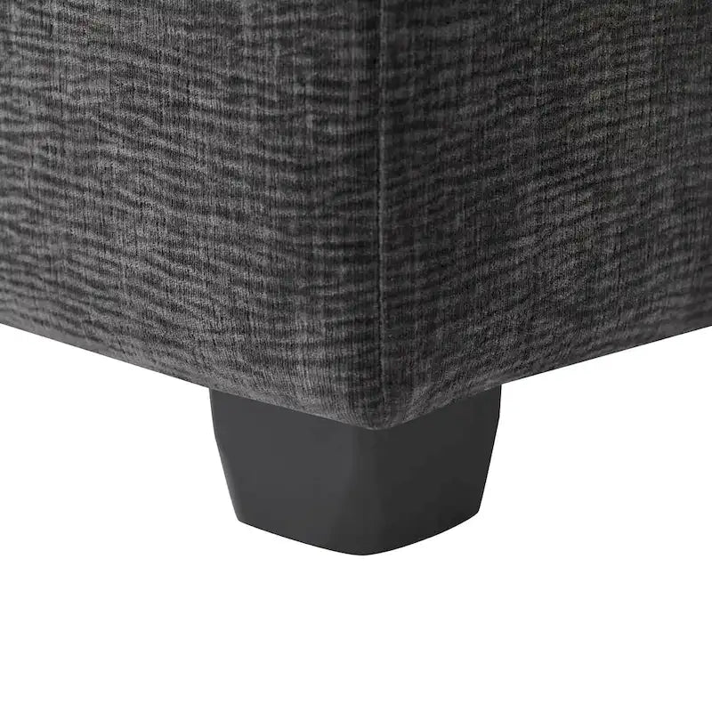 Canapé d'angle modulaire en chenille noir et gris, 5 places