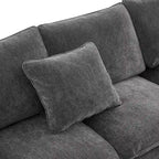 Canapé d'angle modulaire en chenille noir et gris, 5 places