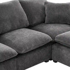 Canapé d'angle modulaire en chenille noir et gris, 5 places