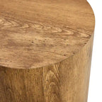 Ensemble de 3 tables basses gigognes cylindriques blanches/bois pour salon