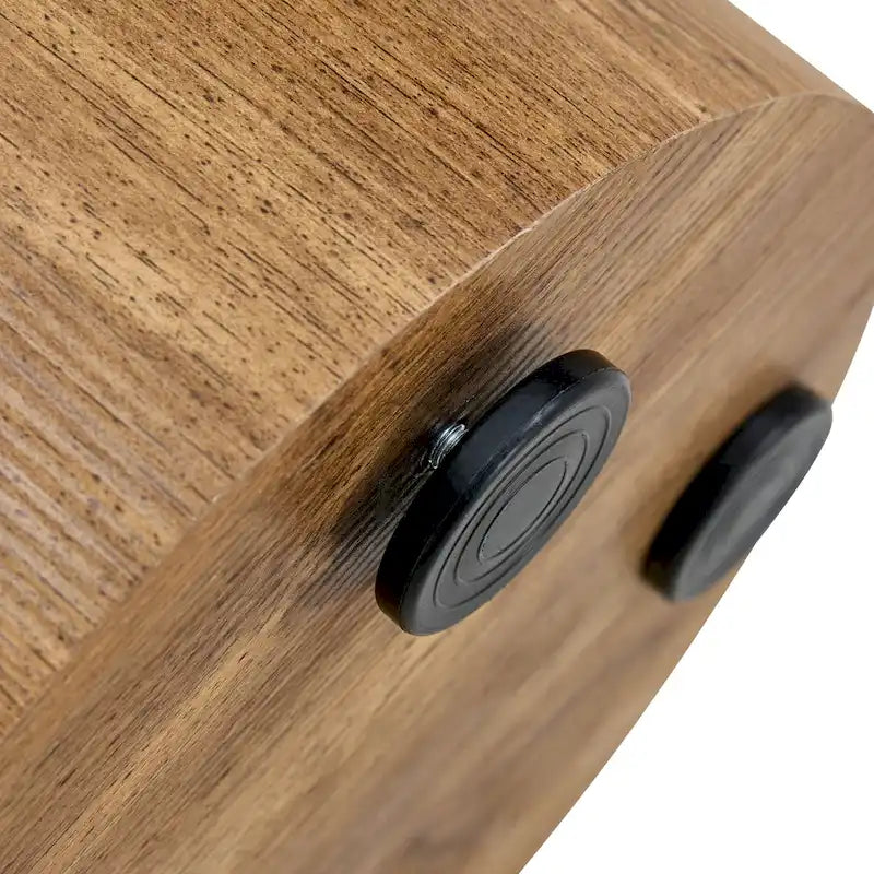 Ensemble de 3 tables basses gigognes cylindriques blanches/bois pour salon
