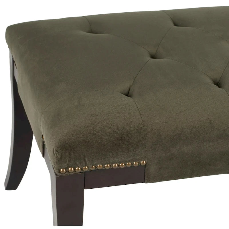 Banc capitonné avec clous décoratifs, Gris / Noir / Crème / Prune, 2 places