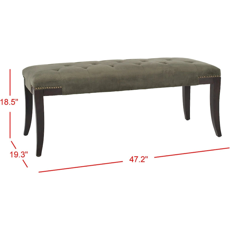 Banc capitonné avec clous décoratifs, Gris / Noir / Crème / Prune, 2 places