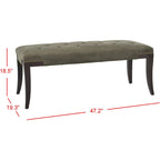 Banc capitonné avec clous décoratifs, Gris / Noir / Crème / Prune, 2 places