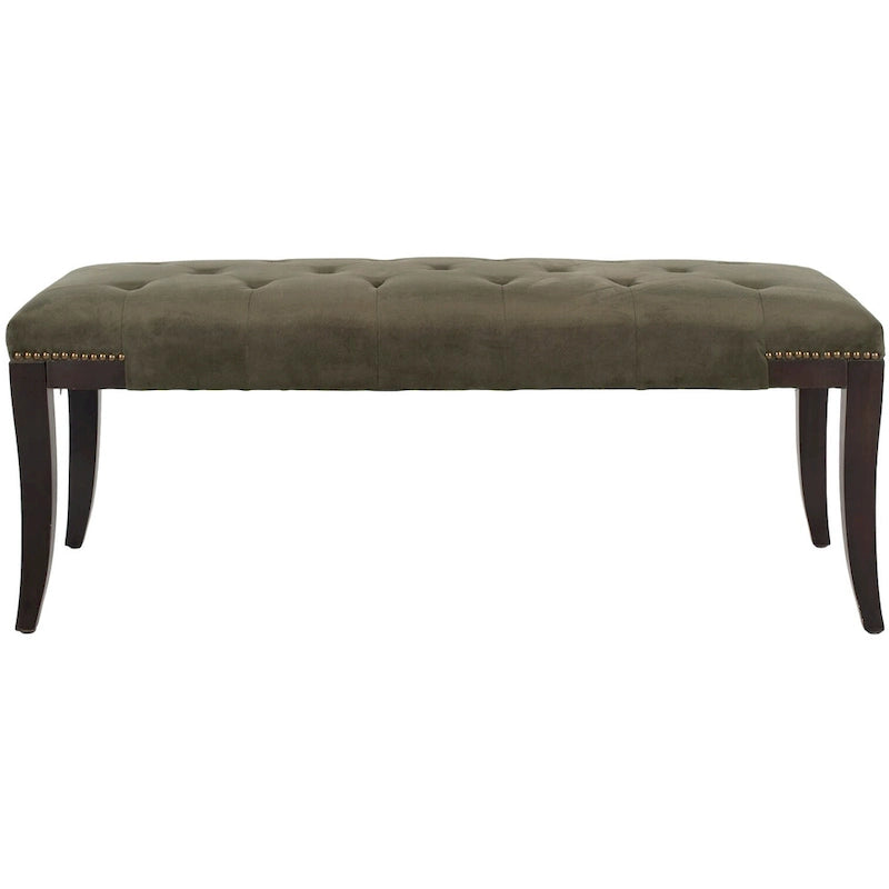 Banc capitonné avec clous décoratifs, Gris / Noir / Crème / Prune, 2 places