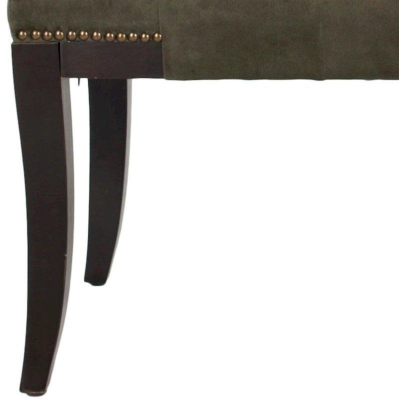 Banc capitonné avec clous décoratifs, Gris / Noir / Crème / Prune, 2 places