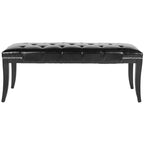 Banc capitonné avec clous décoratifs, Gris / Noir / Crème / Prune, 2 places