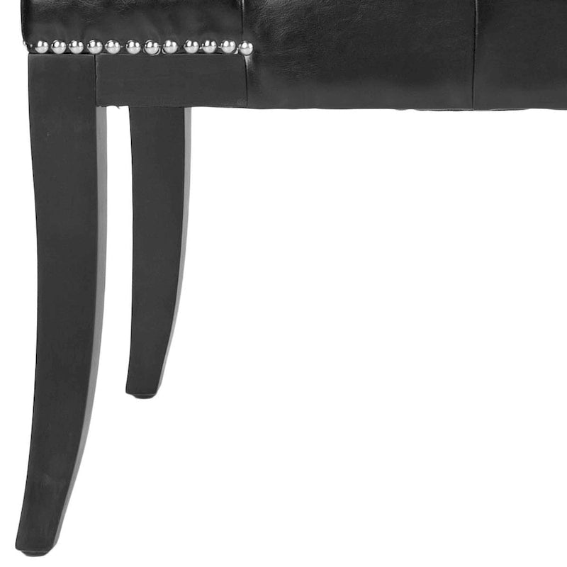 Banc capitonné avec clous décoratifs, Gris / Noir / Crème / Prune, 2 places