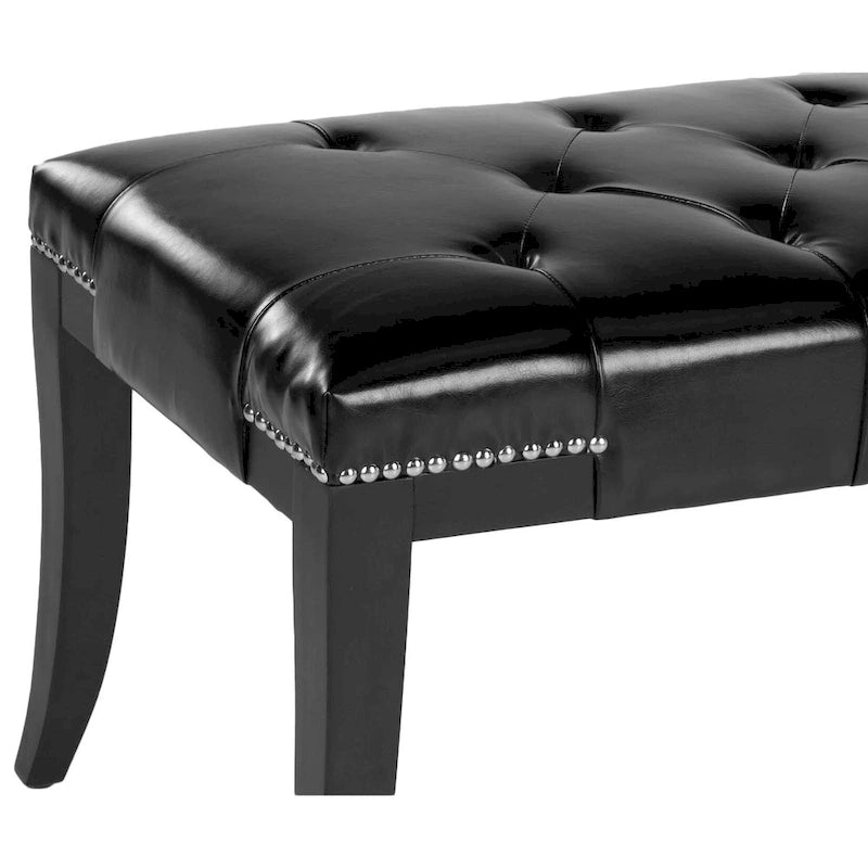 Banc capitonné avec clous décoratifs, Gris / Noir / Crème / Prune, 2 places