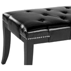 Banc capitonné avec clous décoratifs, Gris / Noir / Crème / Prune, 2 places