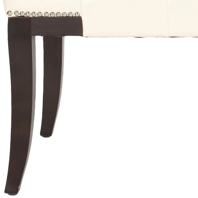 Banc capitonné avec clous décoratifs, Gris / Noir / Crème / Prune, 2 places