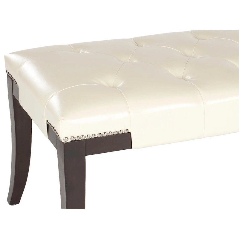 Banc capitonné avec clous décoratifs, Gris / Noir / Crème / Prune, 2 places