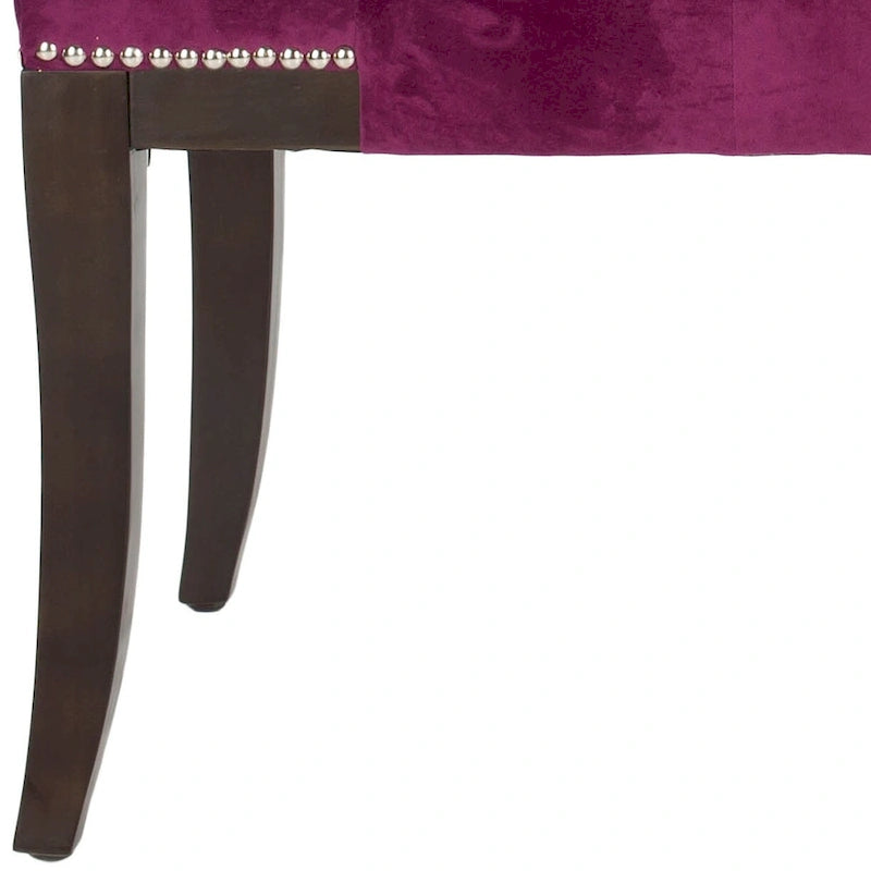 Banc capitonné avec clous décoratifs, Gris / Noir / Crème / Prune, 2 places