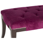 Banc capitonné avec clous décoratifs, Gris / Noir / Crème / Prune, 2 places