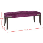 Banc capitonné avec clous décoratifs, Gris / Noir / Crème / Prune, 2 places
