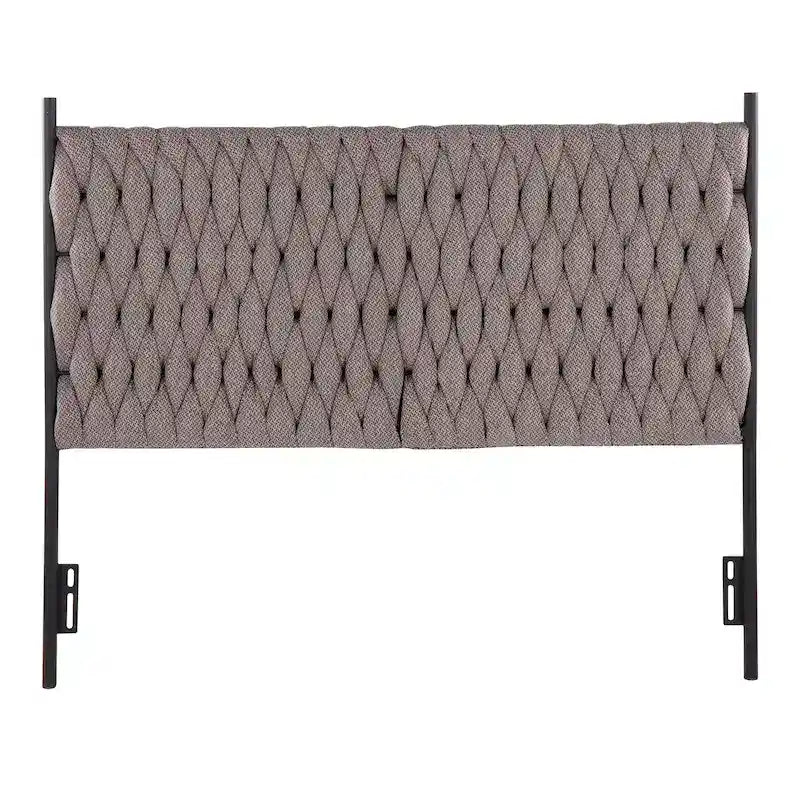 Tête de lit tressée pour grand lit en tissu gris/bleu/crème et sherpa crème, convient pour 1 ou 2 personnes