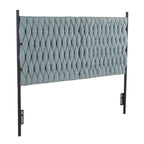 Tête de lit tressée pour grand lit en tissu gris/bleu/crème et sherpa crème, convient pour 1 ou 2 personnes