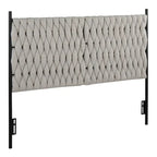 Tête de lit tressée pour grand lit en tissu gris/bleu/crème et sherpa crème, convient pour 1 ou 2 personnes