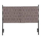 Tête de lit tressée pour grand lit en tissu gris/bleu/crème et sherpa crème, convient pour 1 ou 2 personnes