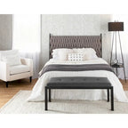 Tête de lit tressée pour grand lit en tissu gris/bleu/crème et sherpa crème, convient pour 1 ou 2 personnes