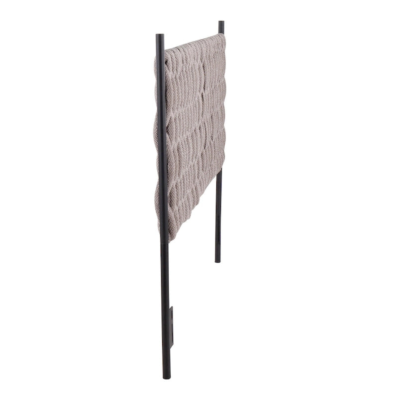 Tête de lit tressée pour grand lit en tissu gris/bleu/crème et sherpa crème, convient pour 1 ou 2 personnes