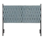 Tête de lit tressée pour grand lit en tissu gris/bleu/crème et sherpa crème, convient pour 1 ou 2 personnes