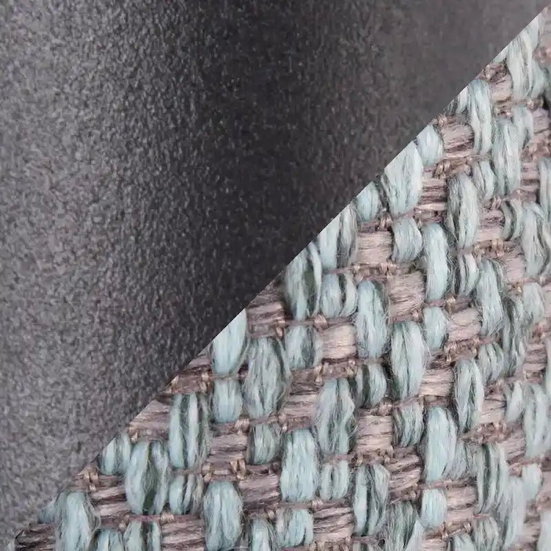 Tête de lit tressée pour grand lit en tissu gris/bleu/crème et sherpa crème, convient pour 1 ou 2 personnes