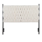 Tête de lit tressée pour grand lit en tissu gris/bleu/crème et sherpa crème, convient pour 1 ou 2 personnes