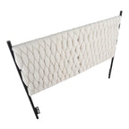 Tête de lit tressée pour grand lit en tissu gris/bleu/crème et sherpa crème, convient pour 1 ou 2 personnes