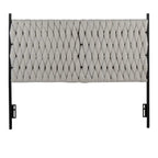 Tête de lit tressée pour grand lit en tissu gris/bleu/crème et sherpa crème, convient pour 1 ou 2 personnes
