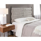 Tête de lit tressée pour grand lit en tissu gris/bleu/crème et sherpa crème, convient pour 1 ou 2 personnes