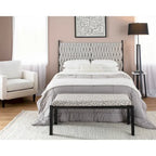 Tête de lit tressée pour grand lit en tissu gris/bleu/crème et sherpa crème, convient pour 1 ou 2 personnes