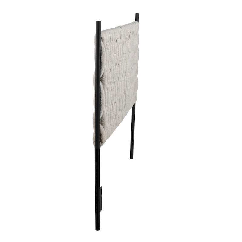 Tête de lit tressée pour grand lit en tissu gris/bleu/crème et sherpa crème, convient pour 1 ou 2 personnes
