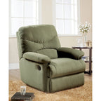 Fauteuil inclinable matelassé en microfibre vert sauge et chocolat, une place