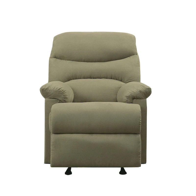 Fauteuil inclinable matelassé en microfibre vert sauge et chocolat, une place