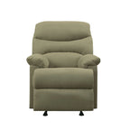 Fauteuil inclinable matelassé en microfibre vert sauge et chocolat, une place