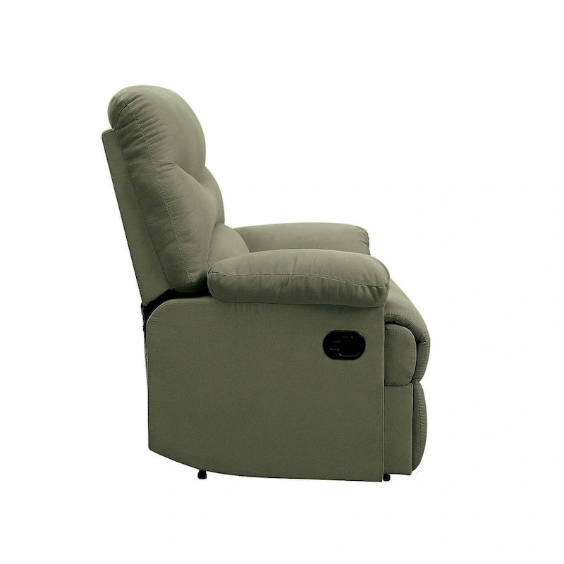 Fauteuil inclinable matelassé en microfibre vert sauge et chocolat, une place
