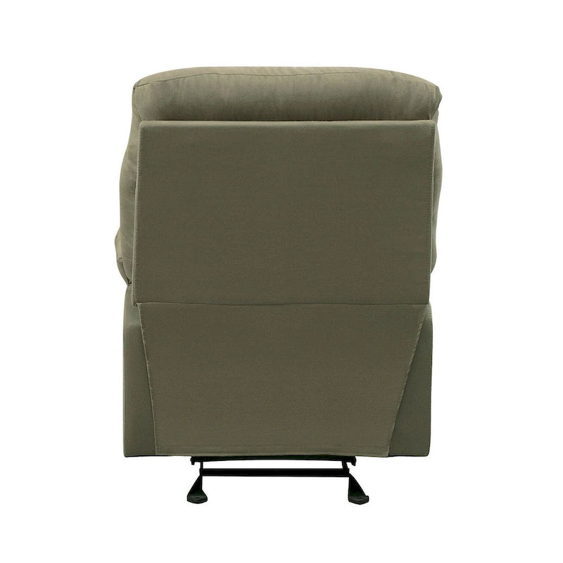 Fauteuil inclinable matelassé en microfibre vert sauge et chocolat, une place